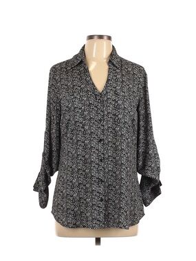 Express Black and White Print Button Down Shirt